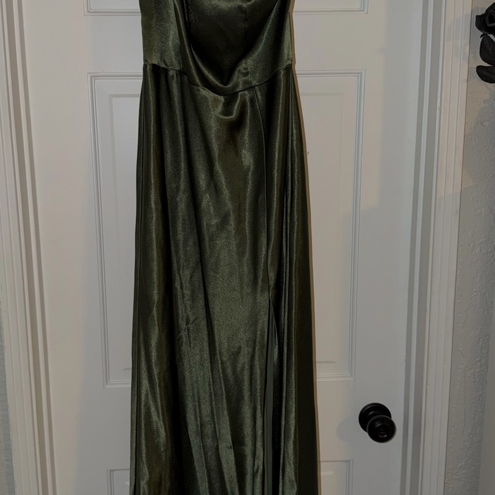 Elegant Olive Green Satin Gown